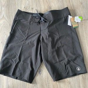 Volcom Women's Boardshorts Simply Solid 10" Black Swimming Shorts Size 5 NWT